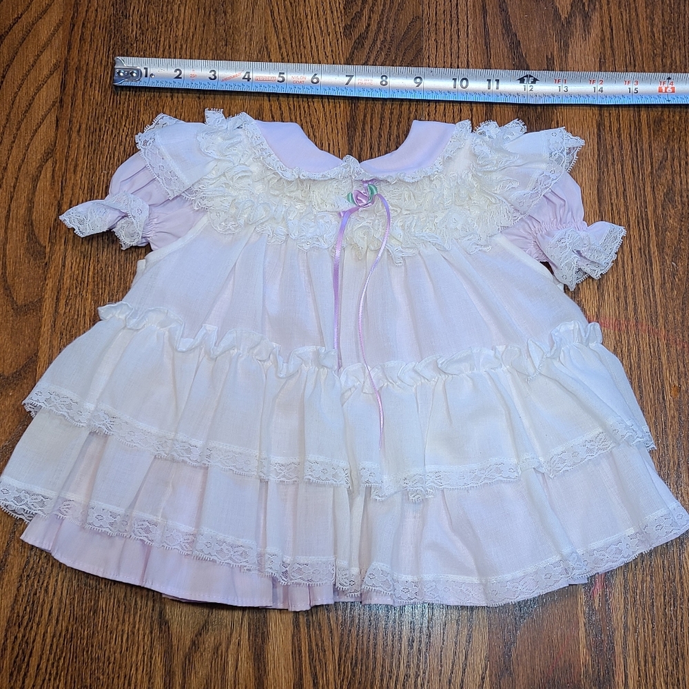 Vintage baby two piece purple and white dress